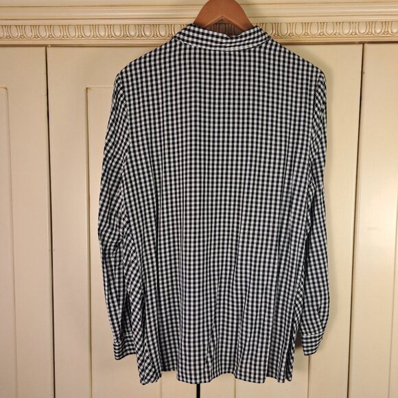 J Jill Gingham Black White Button Down Sz L - Picture 3 of 8